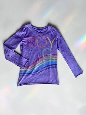 RARE Peek Girls’ Long Sleeve ROY G BIV Rainbow Tee Sz 8